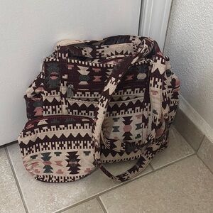 Tribal Pattern Shoulder Bag in Black and Cream